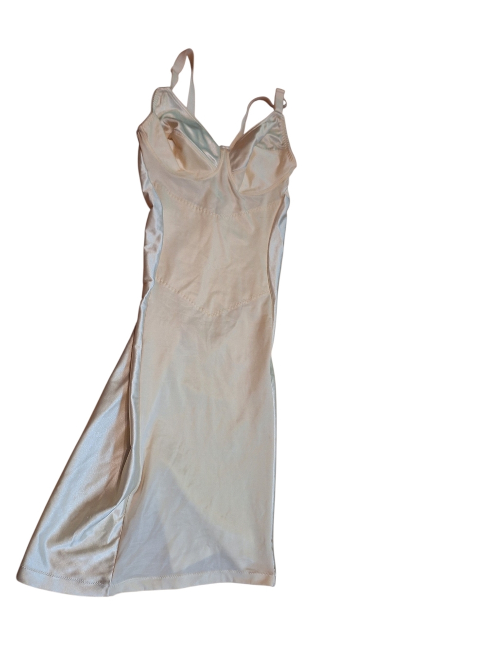 Vintage CROWN-ETTE Body Slimmer Shapewear Slip Dress Size 38D Ivory NUDE RARE
